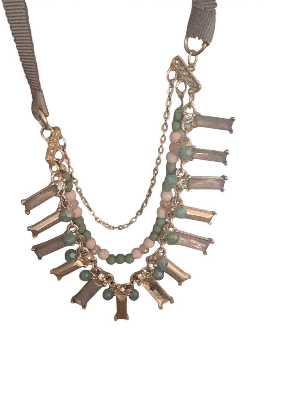 LOFT Gold-Tone Necklace with Mint Green & Blush Beads